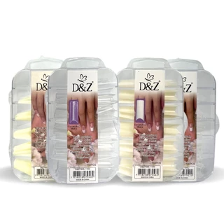 Caixa 100 unhas Tips D&Z Bailarina e Curvatura C para Alongamento Unhas Acrigel Postiças Profissional