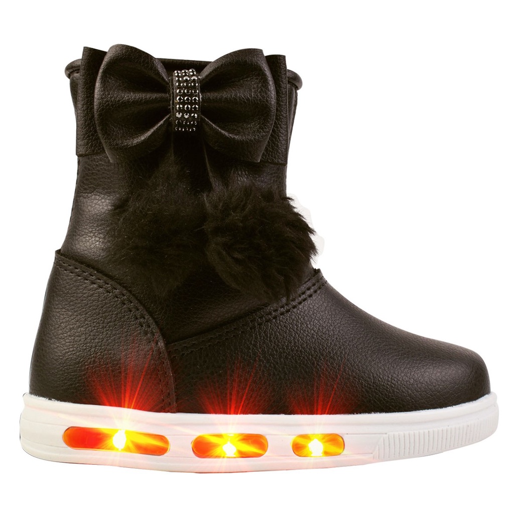 Bota Infantil Grugui Cano Médio Pisou Piscou Led Zíper Macia Leve