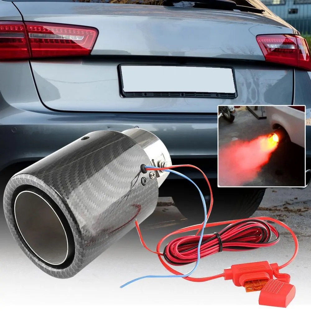Tubo Silenciador Universal Para Escape De Carro Com Claro Led Vermelha / Azul