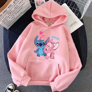 Moletom Adulto e Infantil Kids Unissex Com Capuz Canguru Algodão Stitch Amor Fofo 1503