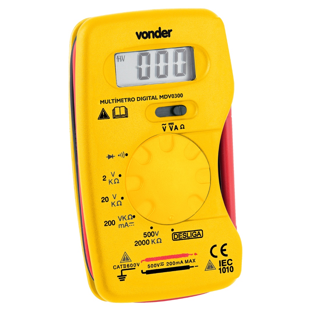 Multímetro Digital Multiteste Com 2 Pontas Mdv 0300 - Vonder | Shopee ...