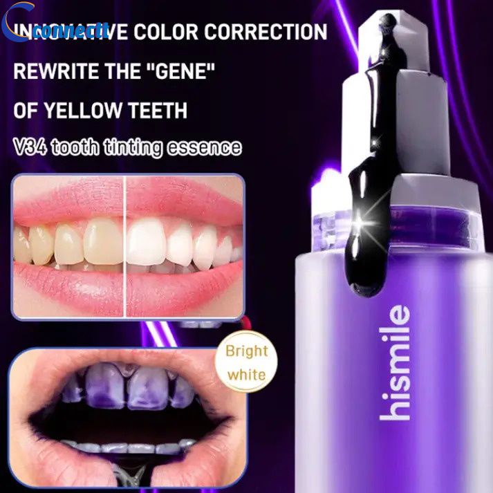 Corretor de cor Hismile v34, clareamento de dentes roxo, remoção de manchas nos dentes, creme dental roxo