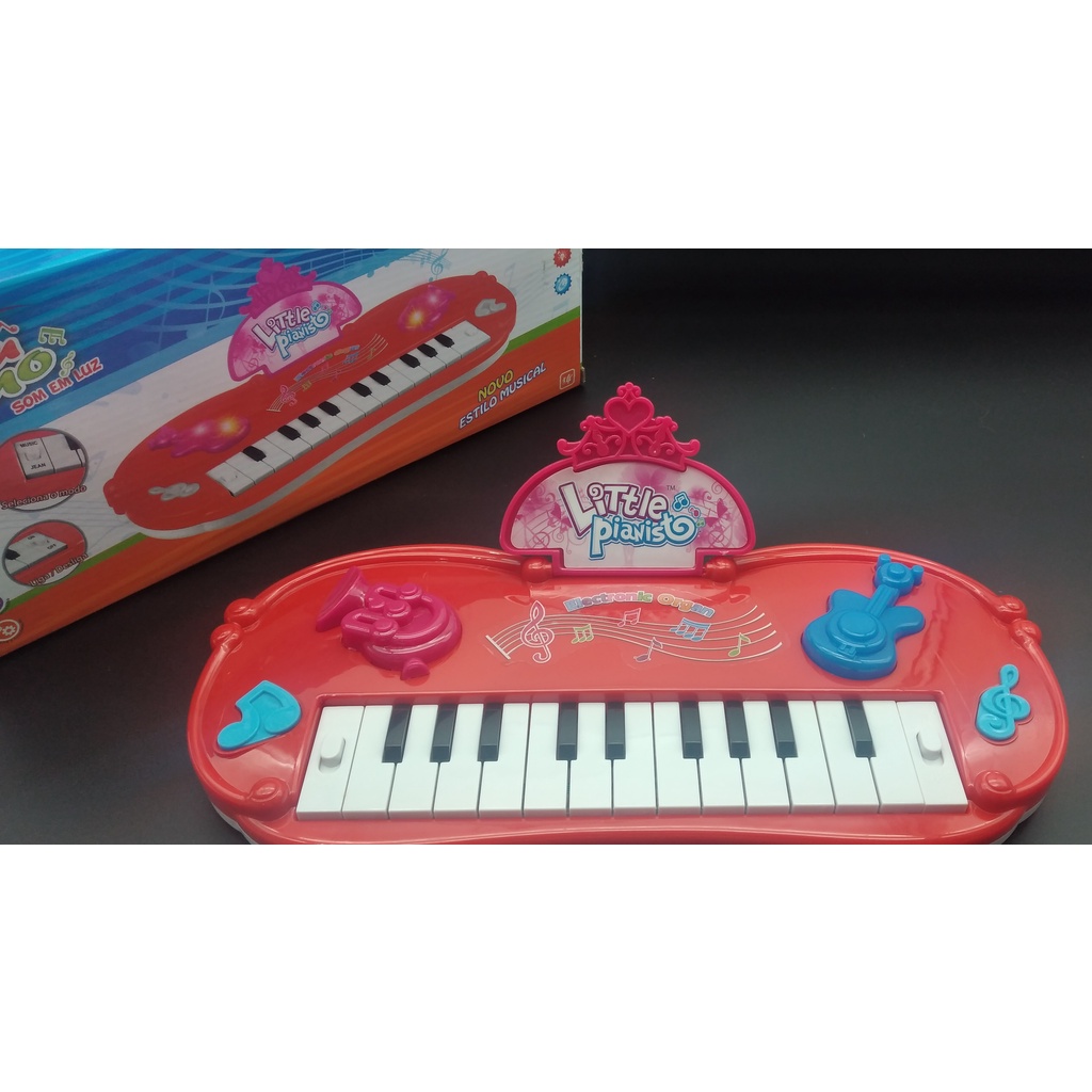 Teclado Piano Musical Infantil Meu Ritmo Com Luz Som A Pilha Vermelho