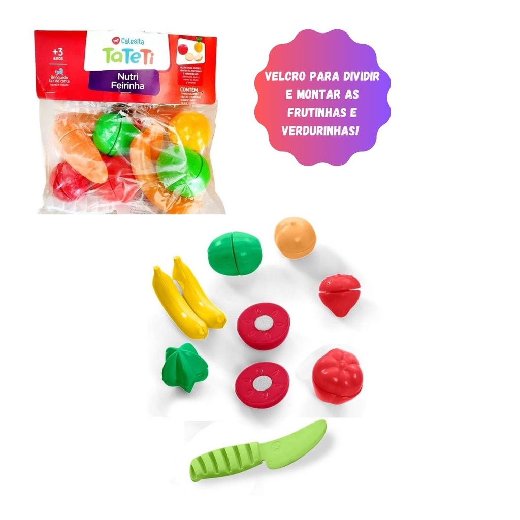 Kit Nutri Feirinha 7 Miniaturas de Frutas com Velcro TaTeTi