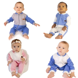 KIT 2 PEÇAS MACACÃO MANGA LONGA MENINA E MENINO