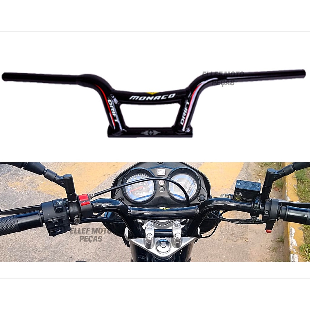 guidão Moto Factor Ybr 125 150 Fazer 150 Baixinho preto brilhante vermelho verniz preto fosco guidon