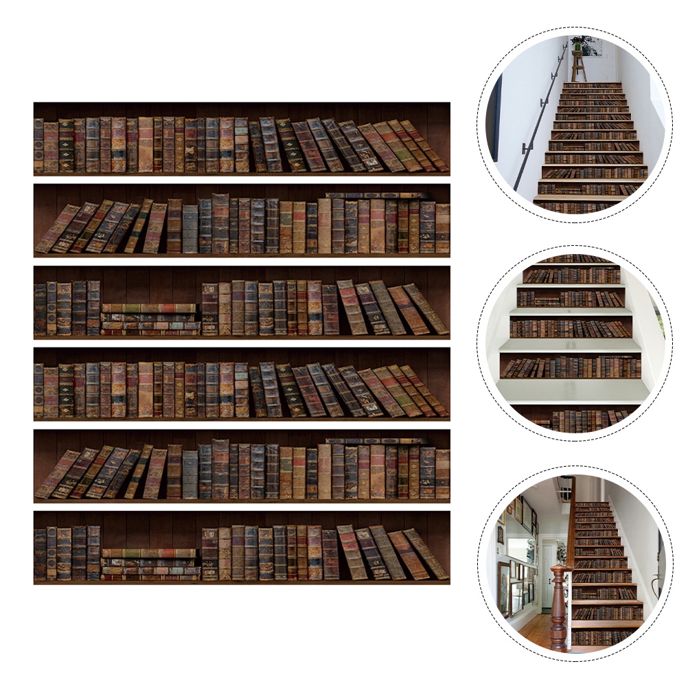 Stair Decals Stickers Book Bookshelf 3D Staircase Removable Riser