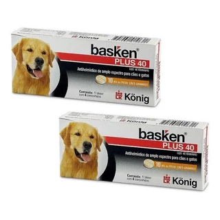 Kit 2 Basken Plus 40 Konig Vermífugo 4 Comprimidos