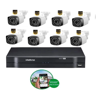 Kit 8 Câmeras De Segurança 2 MP Full Hd 1080p Dvr Intelbras mhdx Full Hd