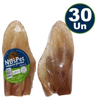 Brinquedo Petisco Mordedor Natural Para Cães Orelha Bovina Nospet 30un
