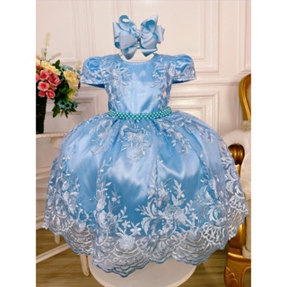 Vestido Infantil Festa Azul Bebe cinderela serenity formatura dama