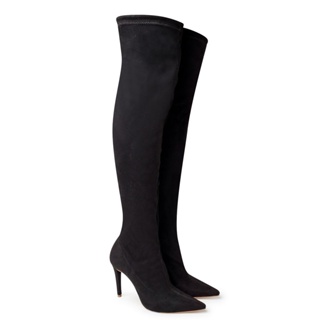 Bota Camurça Stretch Preto Cano Longo