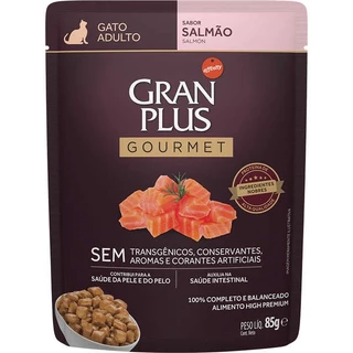 Ração Úmida Sachê GranPlus Gourmet Gatos Adultos Salmão 85g