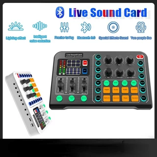 Placa De Som Ao Vivo 1800mAh Bluetooth RGB LED OTG Suporte De Transmissão De Ruído Misturador Externo 48V Microfone karaoke Gravação Doméstica KTV