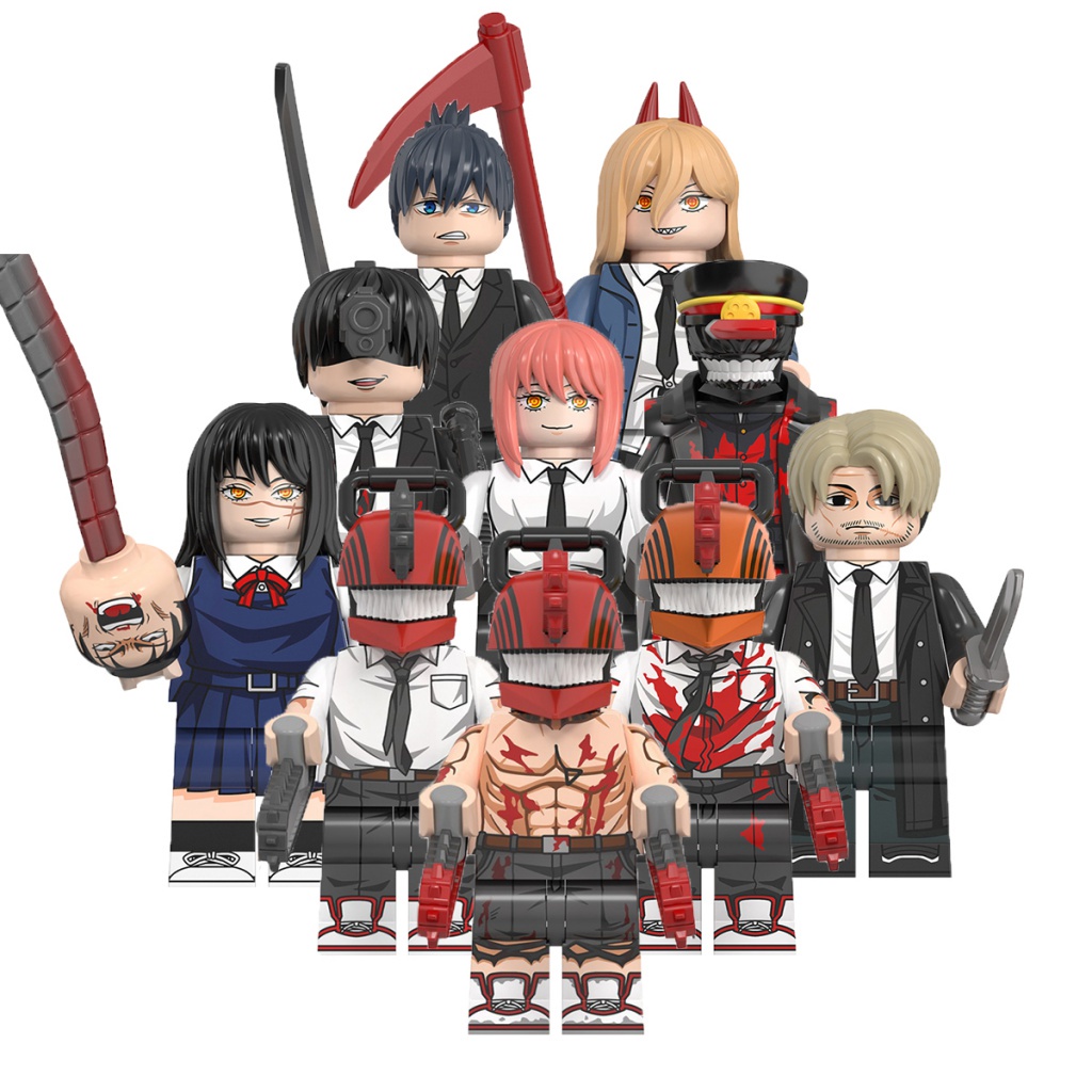 Anime Chainsaw Man Mini Action figuras Denji Pochita Power Makima Hayakawa Aki Blocos De Construção De Brinquedos Para Crianças
