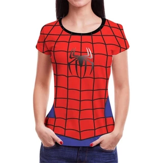 Camiseta Homem Aranha Feminina Herois Blusa Vermelha