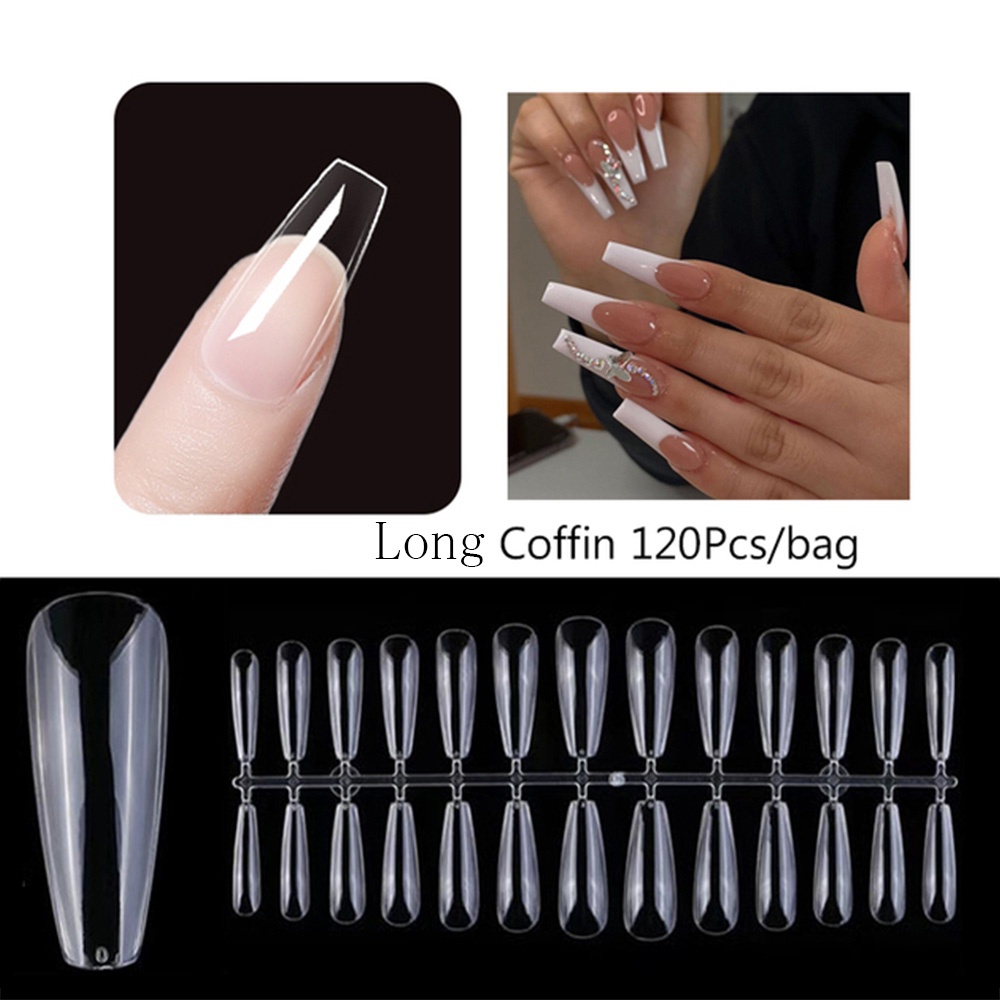 Long Coffin Gel Press on 2024 Nails