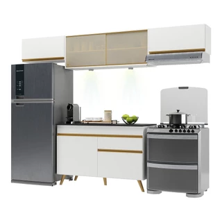 Cozinha Compacta 4 peças com Leds MP2023 Veneza Up Multimóveis Branca