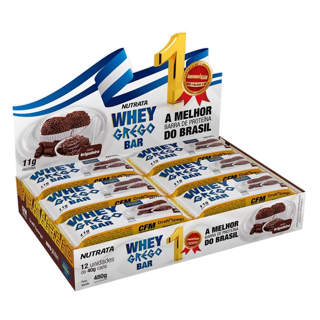 Nutrata Whey Grego Bar Brigadeiro 40g Dp 12 Un