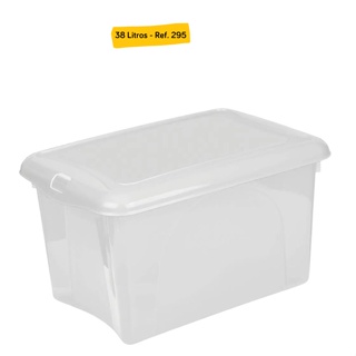 Caixa Organizadora Branco Transparente Plasvale 38 Litros