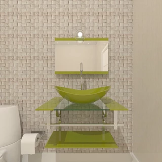 Gabinete de Vidro Banheiro 60cm Inox Verde Oliva