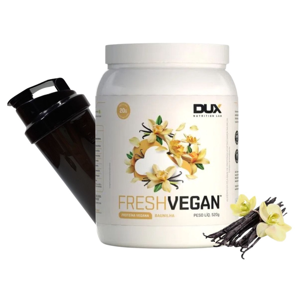 Kit Vegano Whey Fresh Vegan Dux Pote 520g+ Shaker Garrafa