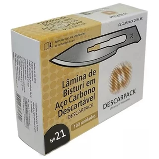 Lâmina De Bisturi Aço Carbono Nº 21 Caixa C/100 - Descarpack