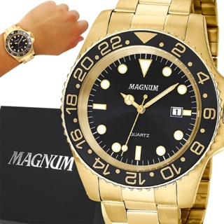 Relógio Masculino Magnum Dourado Azul Ma33095a Original