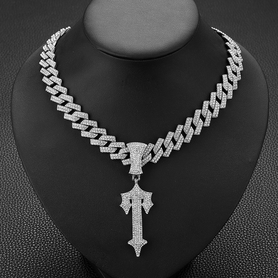 Novo Estilo Europeu Americano Pingente Golden Large Cross Pendant Trendy Alloy Men Pingente Hip Hop com Corrente Cubana