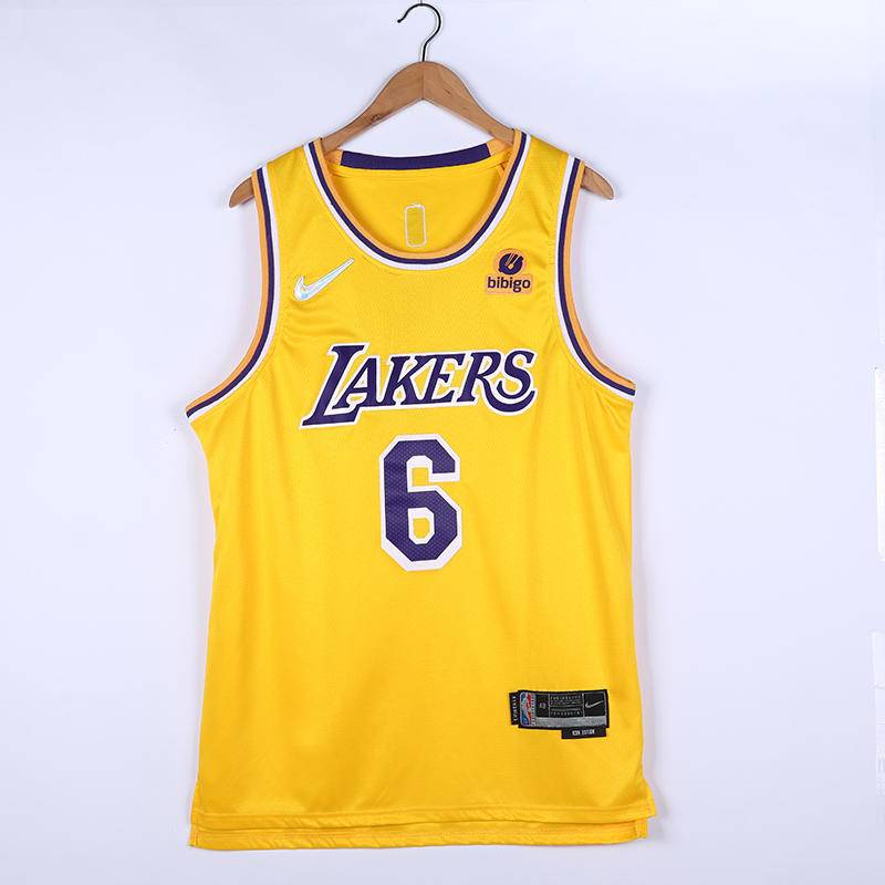 (Costurada) Camisa De Basquete 2022nba Los Angeles Lakers # 6 Camiseta LeBron James New Sponsor Logo 100 %