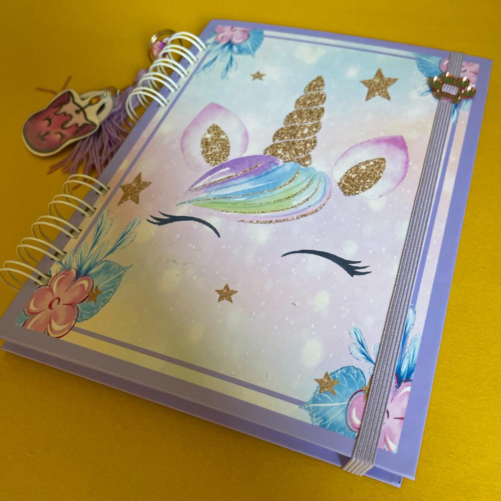 Caderno Elástico De Unicornio Desenho Promoção