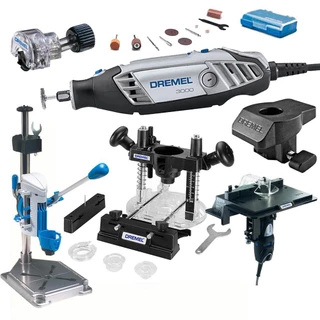 Micro Retífica 3000 com 5 Acoplamentos, Tupia, Mesa, Guia, Mini Serra e Suporte DREMEL