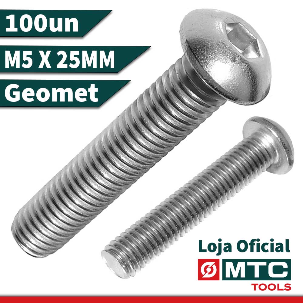 PARAFUSO ALLEN CABEÇA ABAULADA M5 X 25 GEOMET - 100PÇS