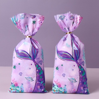 20pcs/set Sereia Tema Saco De Doce Cauda De Biscoito Impresso Presente Para Crianças Festa De Aniversário De Menina Decorações Decoração De Casamento