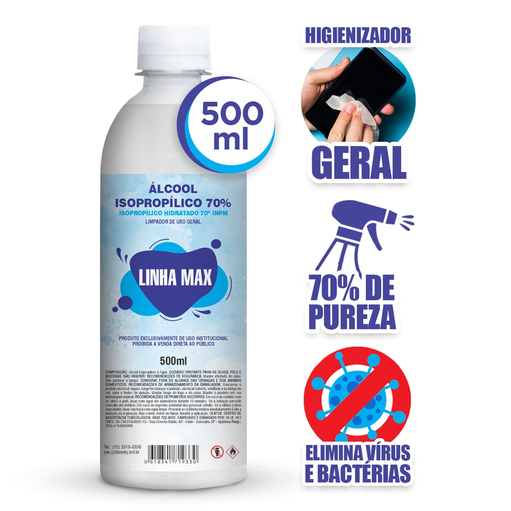 Álcool Isopropílico 70% Para Desinfecção e Descontaminação ...