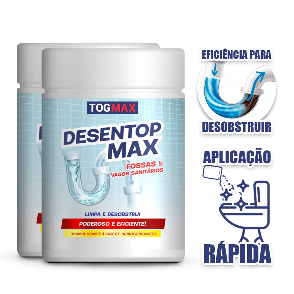 Kit 2 Unidades Desentupidor Desentop 250g Caixa De Gordura Encanamento ...