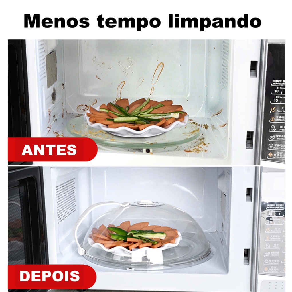 Imagem do produto Tampa Para Microondas Protetor Alimentos Transparente Anti Sujeira Comida Com Válvula Alça De Plástico Pratos 7