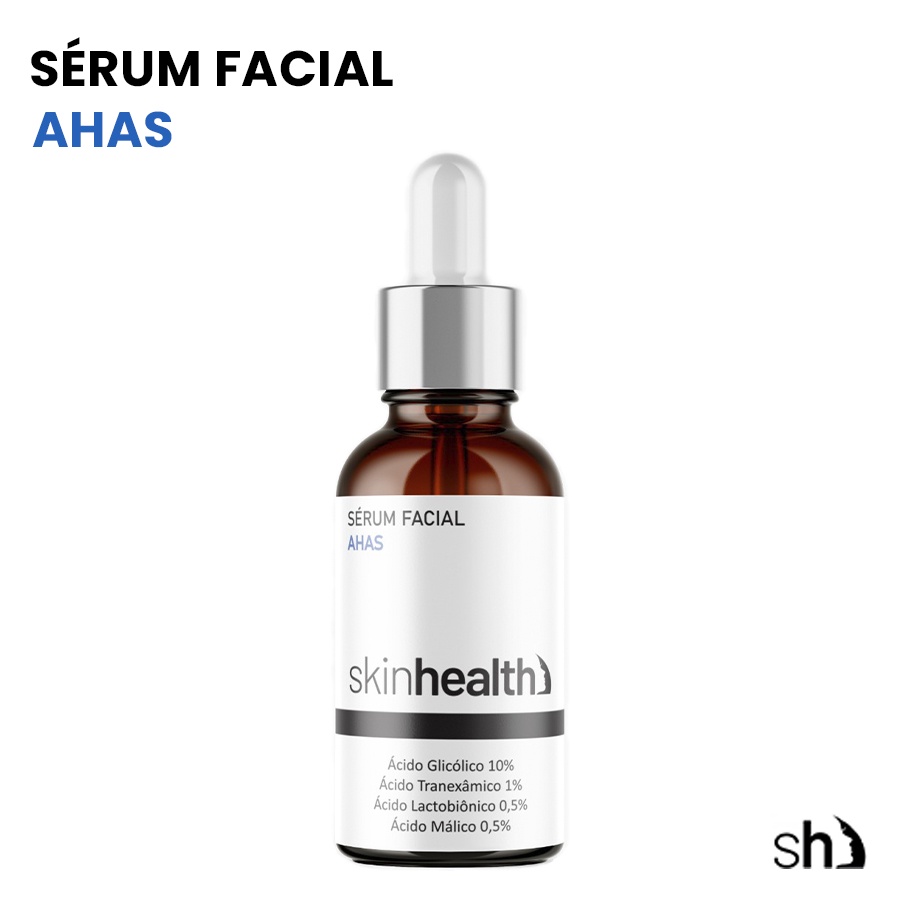 Sérum Facial AHAs Ácido Glicólico 10% + Tranexâmico 1% + Lactobionico 0,5% + Malico 0,5% Skinhealth 30ml