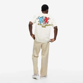 Camiseta De Verão Keith Haring x H & M Nova Impressão Algodão Puro Casual Manga Curta