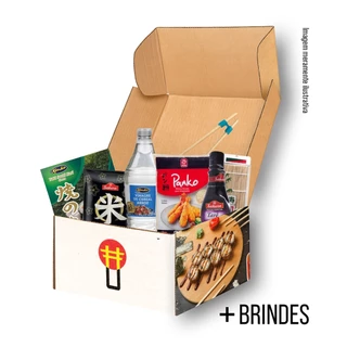 Kit Hot Roll Oriental Com 6 Itens - Arroz Curto, Alga 10fls, Tarê, Esteira, Vinagre de Arroz e Panko