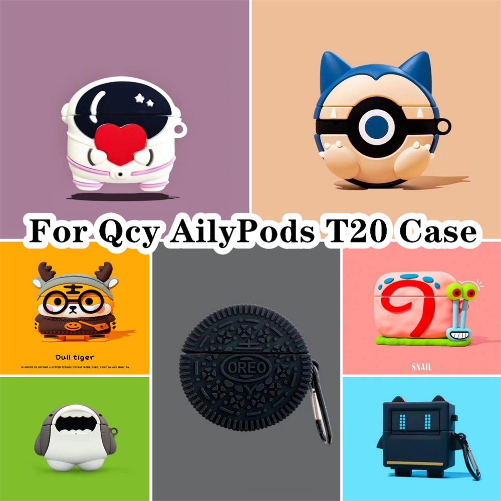 【 Fast Embarque 】 for Qcy AilyPods T20 Case Trendy Cartoon Series Dragon Capa Macia Para Fone De Ouvido