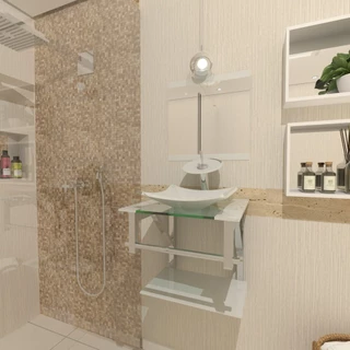 GABINETE DE VIDRO PARA BANHEIRO 40CM INOX BRANCO