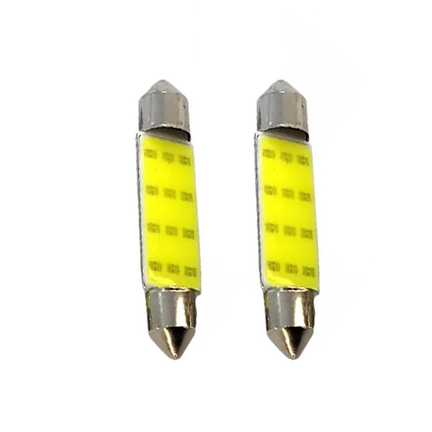 Par Lampadas Led torpedo Teto Carro Cob 36mm 12v 6000k