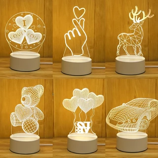 Lâmpada Noturna Decorativa 3D Criativa LED USB De Mesa/Festa De Aniversário Luz Noite Para Quarto
