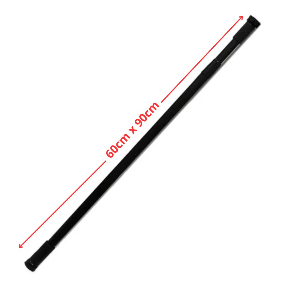 Varão Bastão Cortina Box Banheiro 60cm Até 90cm Aço Preto