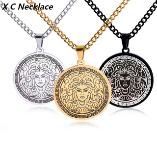 Novo Colar De Ouro E Prata Hip Hop Punk Vintage Mitologia Grega : Snake Maiden Medusa Titanium Steel Pendant Aço Inoxidável Jóias De Presente Para Homens Mulheres