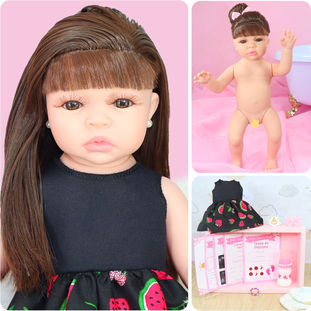 Boneca reborn bebe realista pesada boneco reborni pode dar banho bebezão  nenem brinquedo menina infantil bebezinho nenem