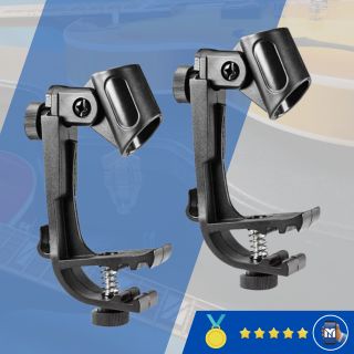 2 Suportes De Microfone Para Bateria E Percussão Tipo Clamp 2 Garra Com Ajuste Forte