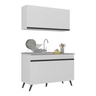 Armário de Compacta 2 peças Veneza Multimóveis MP2141.964 Branco/Preto