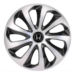 Jogo 4 Calotas Velox Silver Black Aro 14 Honda Fit